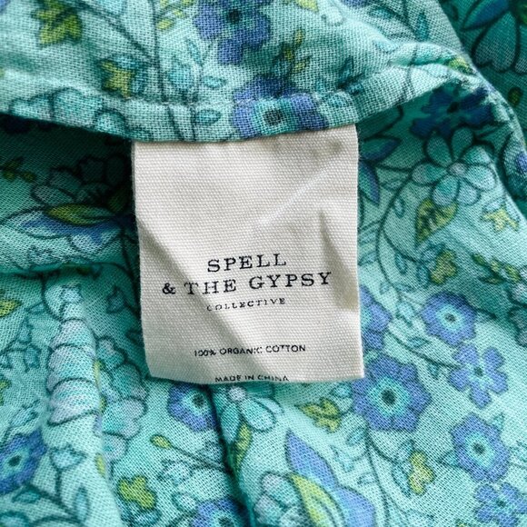 Spell & The Gypsy Sundown Maxi Robe Kimono Green Floral - Picture 10 of 12